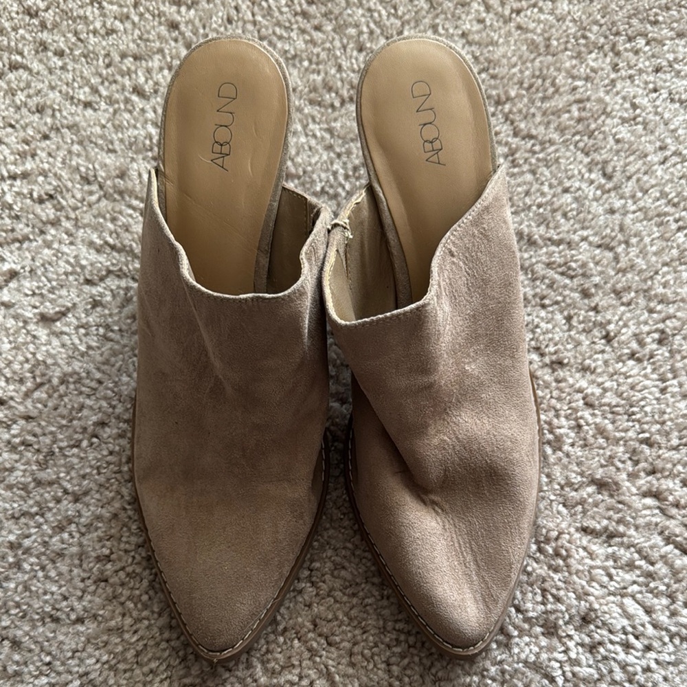 Abound Tan Suede Mules Pointed Toe